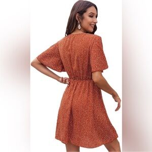 Polka Dot Wrap Dress in Rust
